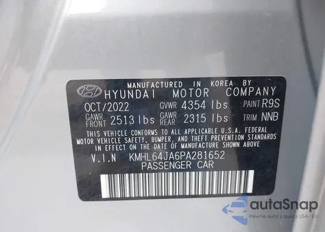 2023 Hyundai Sonata Sel from USA, damaged, VIN KMHL64JA6PA281652